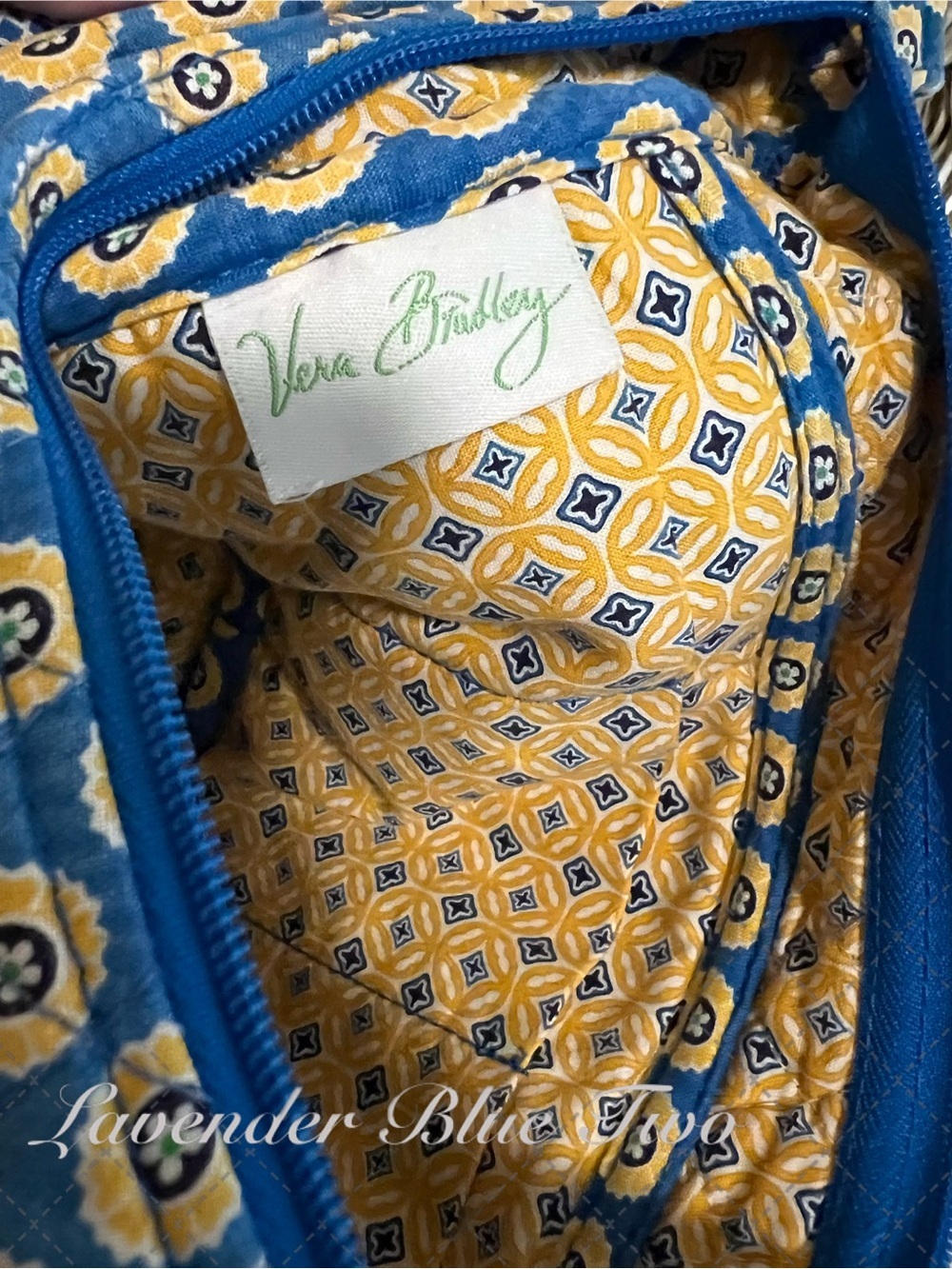 VERA BRADLEY Riviera 2008 Libby Crossbody Purse Shoulder Bag Blue Yellow Y2K - Picture 14 of 15